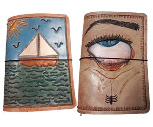 Two examples of leather tooling created by high school students - 01