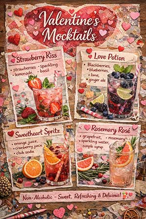 image showing recipes for Valentine's Moctails