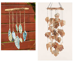 two examples of ceramic wind chimes