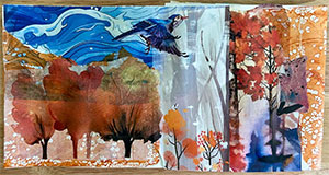 an example of a concertina art journal containing fall themes