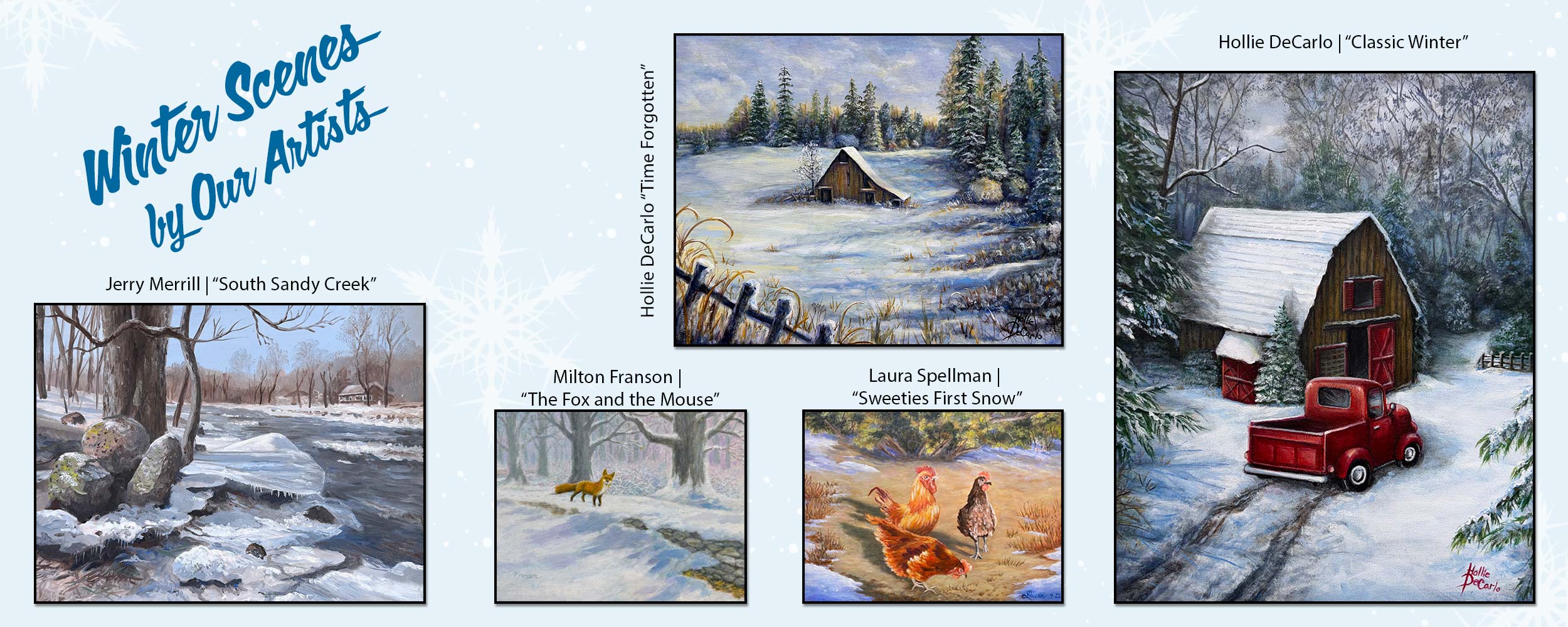 website banner showing winter scenes by our artists