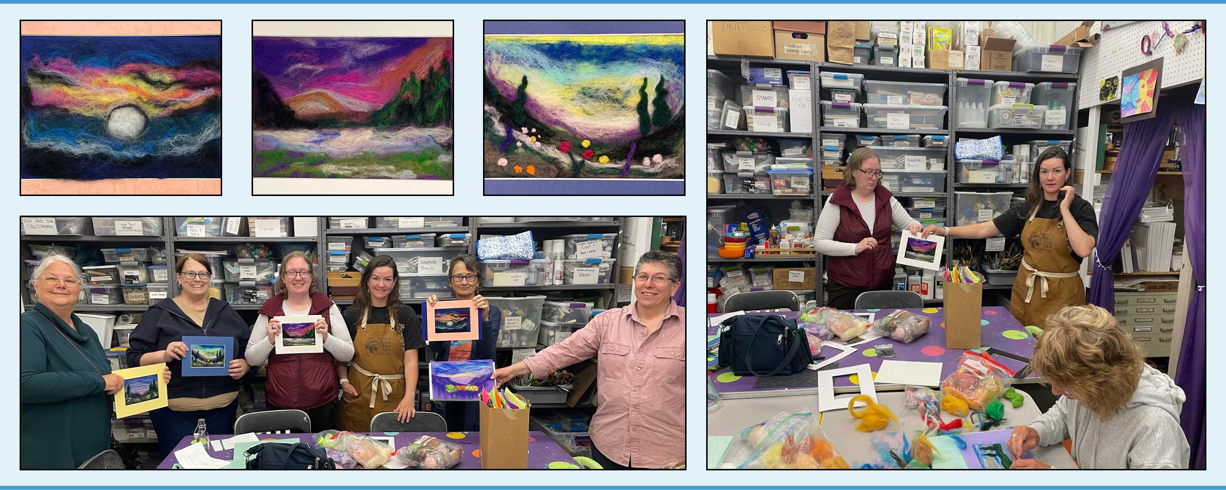 photos from a recent class in needle felting taught by Brooke Morse