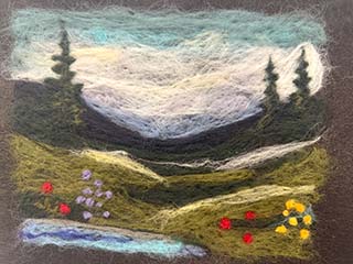 an example of needle felting done by the teacher/artist for this class