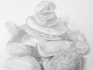 a drawing of several rocks