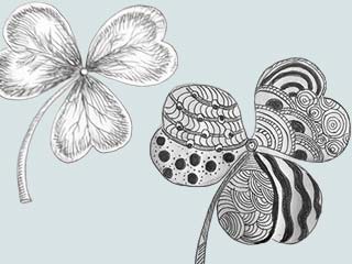 drawings of two shamrocks in two different styles