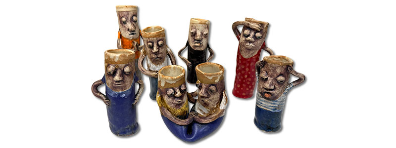 hand made pottery available at the Fine Arts Center