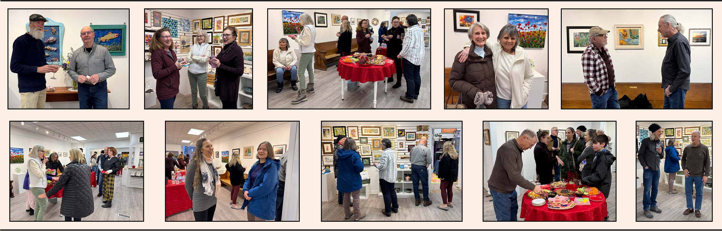 a series of photos from our re-opening reception for our Heart of the Gallery Show February 13, 2026